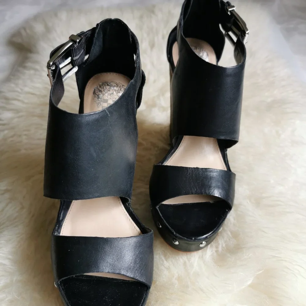 Vince Camuto MATTA Studded Platform Wedge - 2 Pairs available, Black and Tan - Picture 5 of 6